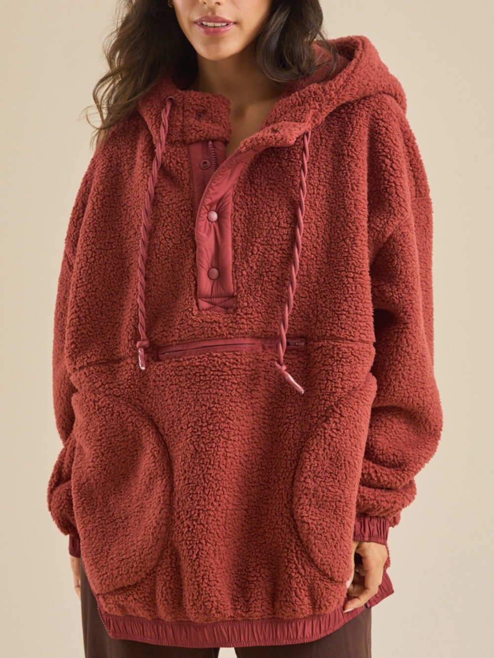 NWT Altar’d State Frostbite Sherpa Pullover Pumpkin Spice Rust Size Small